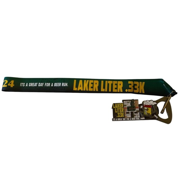 Virtual Run Medal Laker Liter .33K  2024 Bottle Opener With Lanyard - Picture 5 of 5